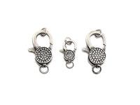 Antique Silver CZ Micro Pave Lobster Claw Clasp/Link Connector with Jump Ring,Pave Claw Clasp,11x16/13x20mm/16x24mm,sku#H170