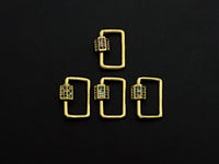 Colorful CZ Micro pave Rectangle Shape Clasp, CZ Pave Clasp, 24K Gold Carabiner Clasp, 15x20mm, sku#H192