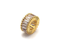 Baguette CZ Micro Pave Big Hole Beads, Clear Cubic Zirconia Spacer Beads, European Large Hole Beads,3x7mm,sku#Y339