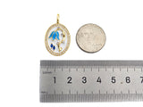 Colorful Enamel Flower On Oval Shape Charm Pendant, Sku#Z1375