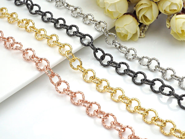 11mm Chunky Linked Chain by Yard, Gold Brass Chain, Gold/ Gunmetal / Silver/ Rose Gold Chain, sku#E508