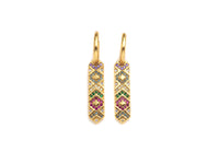 Clorful CZ Micro Pave Latch Back Bar Earring, Long Bar Huggie Earrings,Colorful CZ micro pave earrings, 6x35mm, sku#J238