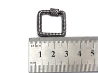 CZ Micro Pave Square Shape Clasp, Gold/Rose gold/Gunmetal/Silver Plated Carabiner Clasp, 23x23mm, sku#H158