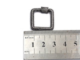 CZ Micro Pave Square Shape Clasp, Gold/Rose gold/Gunmetal/Silver Plated Carabiner Clasp, 23x23mm, sku#H158