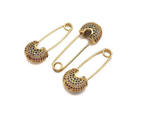 Colorful CZ Micro pave Safety Pin Lock Clasp, CZ Pave Pin Lock Clasp, Colorful Connector, 10x32mm, sku#F1171