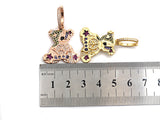 CZ Micro Pave Teddy Bear Earring, Cubic Zirconia Gold/Silver/Rose Gold/Black Huggie Earring,24x40mm,sku#J54