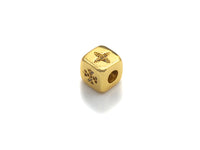 CZ Micro Pave North Star Dice Spacer Beads, Five Star Cubic Zirconia Cube Spacer Beads, Gold/Silver Tone, 8.5mm,sku#Z713