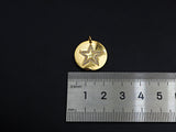 CZ Micro Pave Five Star On Round Coin Pendant,Round Cubic Zirconia Pendant, 10x16mm,Sku#F1095