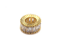 Baguette CZ Micro Pave Big Hole Beads, Clear Cubic Zirconia Spacer Beads, European Large Hole Beads,3x7mm,sku#Y339