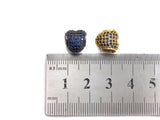 Colorful CZ Pave Heart Big Hole bads, Cobalt/Fuchsia Pave Heart Beads, European Large Hole Beads, 9x10x11mm, sku#Z868