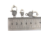 Antique Silver CZ Micro Pave Lobster Claw Clasp/Link Connector with Jump Ring,Pave Claw Clasp,11x16/13x20mm/16x24mm,sku#H170