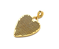 CZ Micro Pave Black Heart Charms, Dainty Gold CZ Heart Pendant, Heart Necklace Charms, 22x28mm, Sku#Z1247
