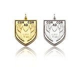 Dainty Angle Wings Heart On Shield  Shape Pendant,Gold/Silver Medallion Charm, Shield Necklace Bracelet Charm Pendant,19x24mm, Sku#L538
