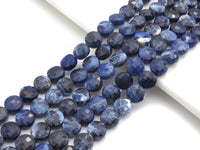 SPECIAL Checkboard Cut Natural Sodalite Coin Button Shape beads, 6mm/8mm Turtle Shell Cut Natural Sodalite Beads, 16" Full strand, Sku#U727