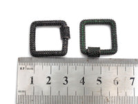 Fully Colorful Cz Micro pave Square Shape Clasp, CZ Pave Black/Blue/Pink/Gold Carabiner Clasp, 23mm, sku#H183