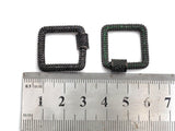 Fully Colorful Cz Micro pave Square Shape Clasp, CZ Pave Black/Blue/Pink/Gold Carabiner Clasp, 23mm, sku#H183