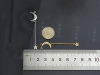CZ Micro Pave Moon North Star Pendant/Charm, Star Moon Pendant, Clear CZ Micro Pave Charm, 11x55mm, sku#F1266
