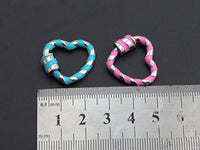 Colorful Enamel Pave Heart Shape Clasp,Silver Plated Screw Clasp, Carabiner Clasp, 22.6x21mm, sku#K76