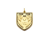 Dainty Angle Wings Heart On Shield  Shape Pendant,Gold/Silver Medallion Charm, Shield Necklace Bracelet Charm Pendant,19x24mm, Sku#L538