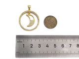 Clear CZ Micro Pave Cresent Moon Hanging in Round Ring Shape Pendant Charm, Cubic Zirconia Round Ring Moon Charm,27x30mm,Sku#LK154
