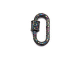 Rainbow Colorful CZ Micro Pave Oval Shape Clasp, Gold/Gunmetal Plated Screw Clasp, 15x29mm, sku#H159
