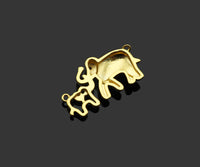 Gold Filled CZ Micro Pave Elephant Mom and Baby Shape Pendant,18K Gold Filled Elephant Charm, Necklace Bracelet Pendant, 26x13mm,Sku#Y473