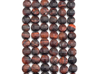 Double Sided Turtle Shell Cut Natural Tiger Eye Coin beads, 6mm Flat coin faceted, Natural Gemstone Beads, 16" Full strand, Sku#U603