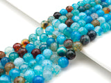 Blue Fire Agate, Round Faceted 6mm/8mm/10mm/12mm, Natural Agate Beads, 15.5"Full Strand, SKU#UA204