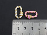 Colorful Enamel Pave Oval Shape Clasp, Carabiner Clasp, White/Black/Rainbow/Blue/Pink Screw Clasp, 12x20mm, sku#H251