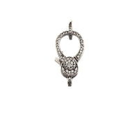 Antique Silver Finish CZ Clear Micro Pave Lobster Clasp with Jumping Ring Clasp, Fine Jewelry Clasp, Designer Clasp,  16x26mm,sku#H171