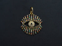 Colorful cz Pave Evil Eye Pendant,CZ Micro Pave eye pendant, Pave Jewelry, 27x30mm, sku#F1062