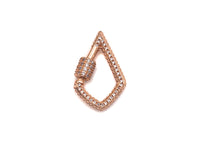 CZ Micro pave Tear Drop Shape Clasp, CZ Pave Clasp, Gold/Silver/Rose Gold/Gunmetal Carabiner Clasp, 17x25mm, sku#H184