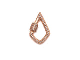 CZ Micro pave Tear Drop Shape Clasp, CZ Pave Clasp, Gold/Silver/Rose Gold/Gunmetal Carabiner Clasp, 17x25mm, sku#H184