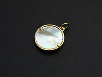 Mother-of-pearl Inlay MOM Letter Round Pendant/Charm, Mom Letter Shape Pendant,16mm, Mother's day gift, Sku#Z791