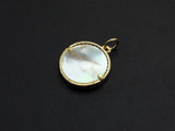 Mother-of-pearl Inlay MOM Letter Round Pendant/Charm, Mom Letter Shape Pendant,16mm, Mother's day gift, Sku#Z791