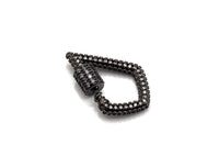 CZ Micro pave Tear Drop Shape Clasp, CZ Pave Clasp, Gold/Silver/Rose Gold/Gunmetal Carabiner Clasp, 17x25mm, sku#H184