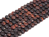 Double Sided Turtle Shell Cut Natural Tiger Eye Coin beads, 6mm Flat coin faceted, Natural Gemstone Beads, 16" Full strand, Sku#U603