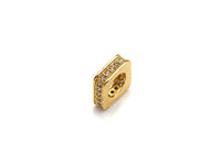Big Hole CZ Pave Rectangular beads, Cubic Zirconia Spacer Beads, European Large hole Bead, 3x8mm, sku#Z883c