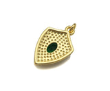 Big CZ Micro Pave Shield Shape Pendant/Charm,Cubic Zirconia Medallion Charm, Necklace Bracelet Charm Pendant,13x20mm, Sku#LK193