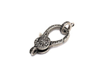 Antique Silver Finish CZ Clear Micro Pave Lobster Clasp with Jumping Ring Clasp, Fine Jewelry Clasp, Designer Clasp,  16x26mm,sku#H171