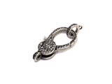 Antique Silver Finish CZ Clear Micro Pave Lobster Clasp with Jumping Ring Clasp, Fine Jewelry Clasp, Designer Clasp,  16x26mm,sku#H171