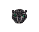 CZ Micro Pave Green Eye Leopard Head Pendant/Charm, Black panther Charm, Cubic Zirconia Pendant Charm, 10x11mm,Sku#N54