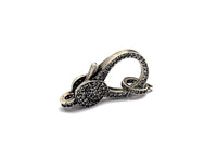 Antique Silver Finish CZ Clear Micro Pave Lobster Clasp with Jumping Ring Clasp, Fine Jewelry Clasp, Designer Clasp,  16x26mm,sku#H171