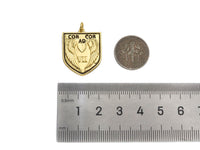 Dainty Angle Wings Heart On Shield  Shape Pendant,Gold/Silver Medallion Charm, Shield Necklace Bracelet Charm Pendant,19x24mm, Sku#L538