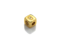 CZ Micro Pave Moon/Hamsa Hand/Evil Eye/Planet Dice Spacer Beads, Cubic Zirconia Cube Spacer Beads, 24k Gold Tone, 8.5mm, sku#Z714