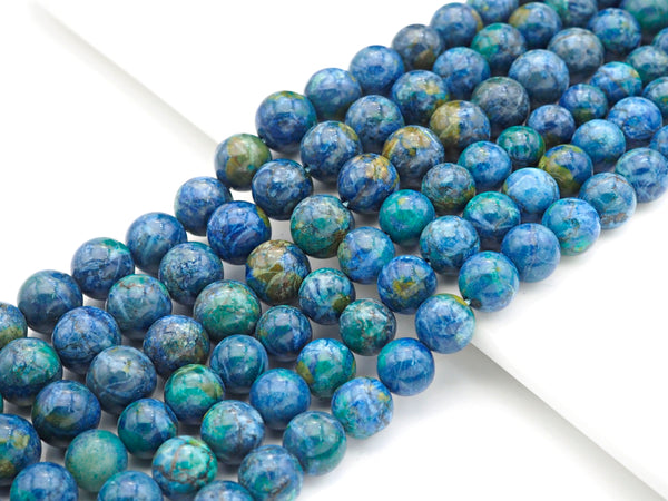 Blue Yellow Natural African Turquoise Round Smooth Beads, 6mm/8mm/10mm/12mm African Turquoise Beads, 15.5'' Full Strand, Sku#U1168