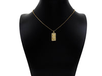 CZ Micro Pave 18k Gold Duble Button On  Rectangle Pendant, Cubic Zirconia Medallion Pendant Charm, CZ Screw Pendant,11x23mm, Sku#LK203