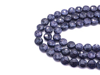 SPECIAL Turtle Shell Cut Natural Blue Goldstone Coin Shape beads, 6mm/8mm/10mm Checkerboard Cut Blue Goldstone, 16" Full strand, Sku#U728
