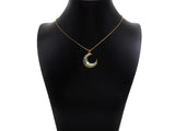 Turquoise Blue Enamel On Cresent Moon Shape Pendant/Charm,Gold Cubic Zirconia Charm, Necklace Bracelet Charm Pendant,21x24mm, Sku#Z1279
