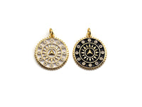 Pave CZ  Enamel Patten Pendant, Black/White Enamel Pendant, Enamel jewelry Findings, 20x27.5mm,sku#FH12
